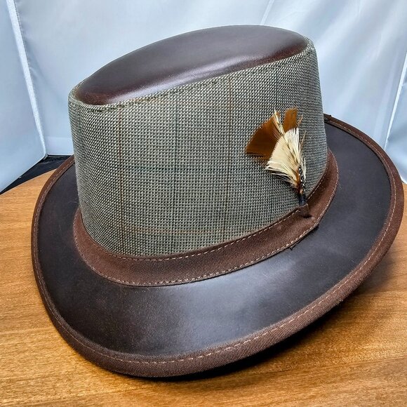 American Hat Makers Other - Eco Soho Leather / Fabric Fedora American Hat Makers | Brown | XX-LARGE RARE